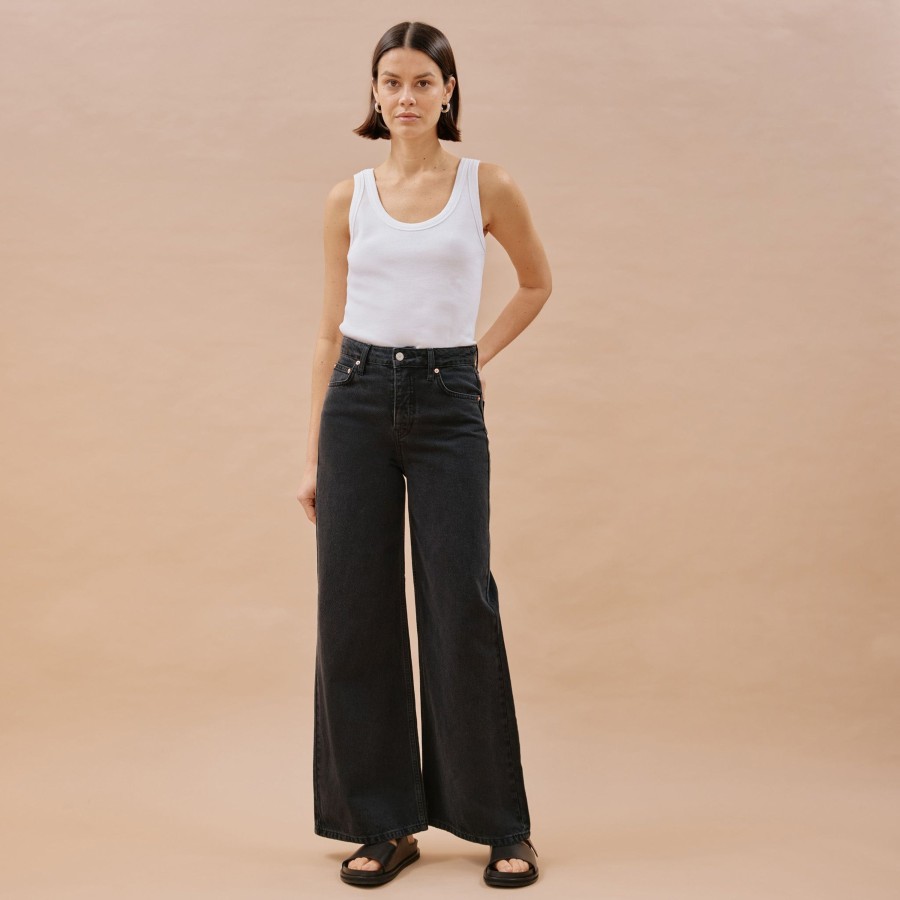 Denim Albaray | Black Full Length Wide Leg Jeans