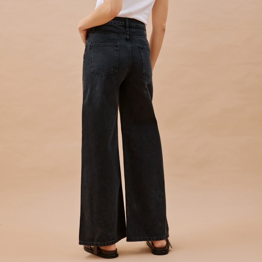 Denim Albaray | Black Full Length Wide Leg Jeans