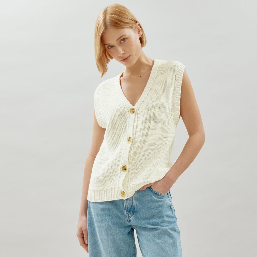 Knitwear Albaray | Cream Relaxed Knitted Waistcoat