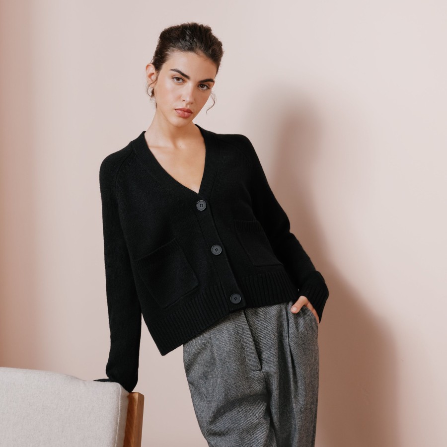 Knitwear Albaray | Black Relaxed Cardigan