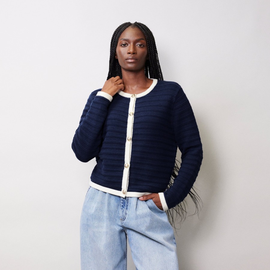 Knitwear Albaray | Knitted Contrast Trim Jacket