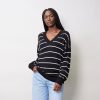 Knitwear Albaray | Stripe Silk Blend V Neck Jumper