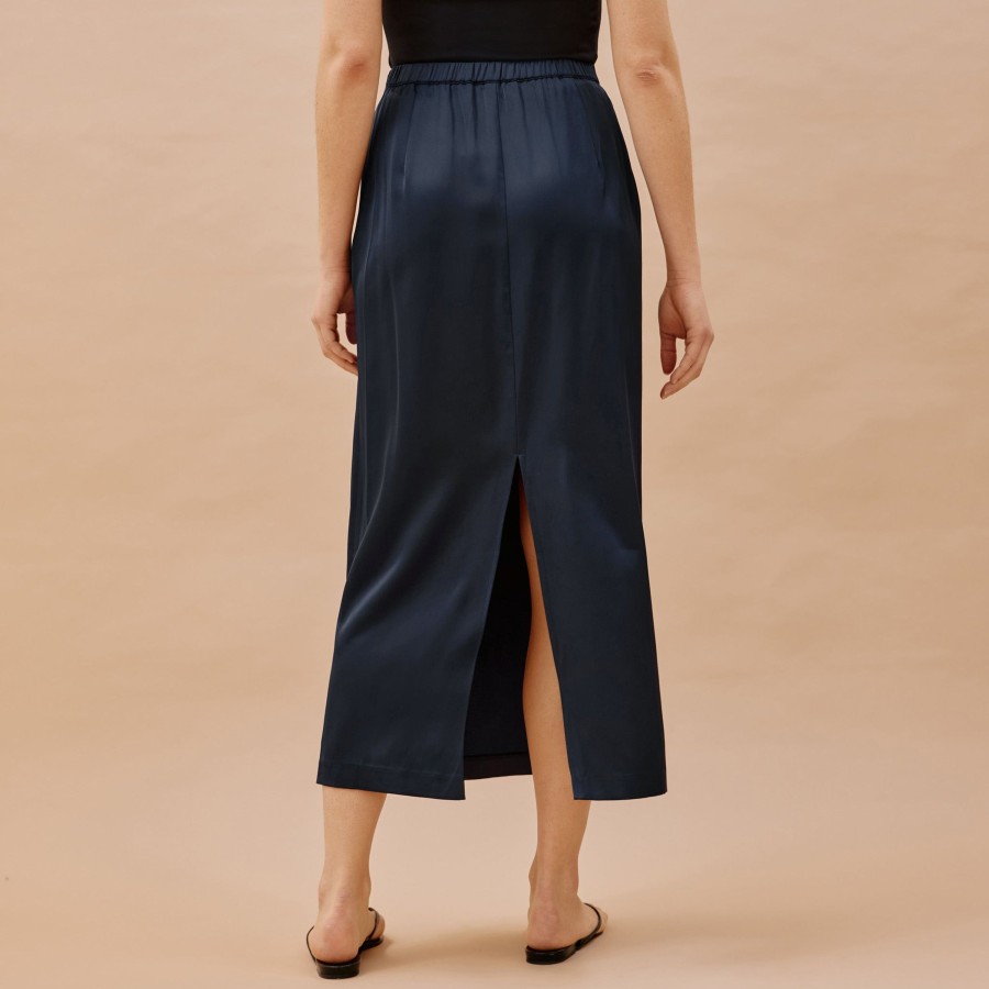 Skirts Albaray | Navy Satin Skirt