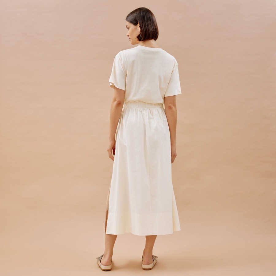 Dresses Albaray | Woven Mix T Shirt Dress Cream