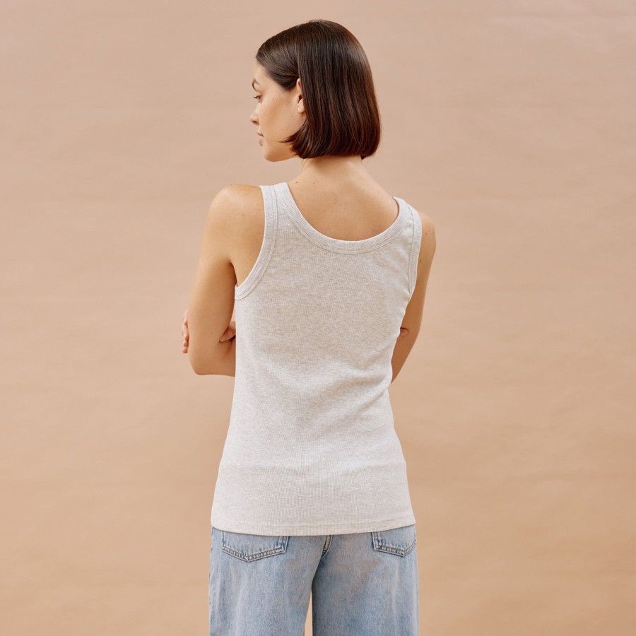 Tops & Blouses Albaray | Grey Marl Scoop Rib Vest