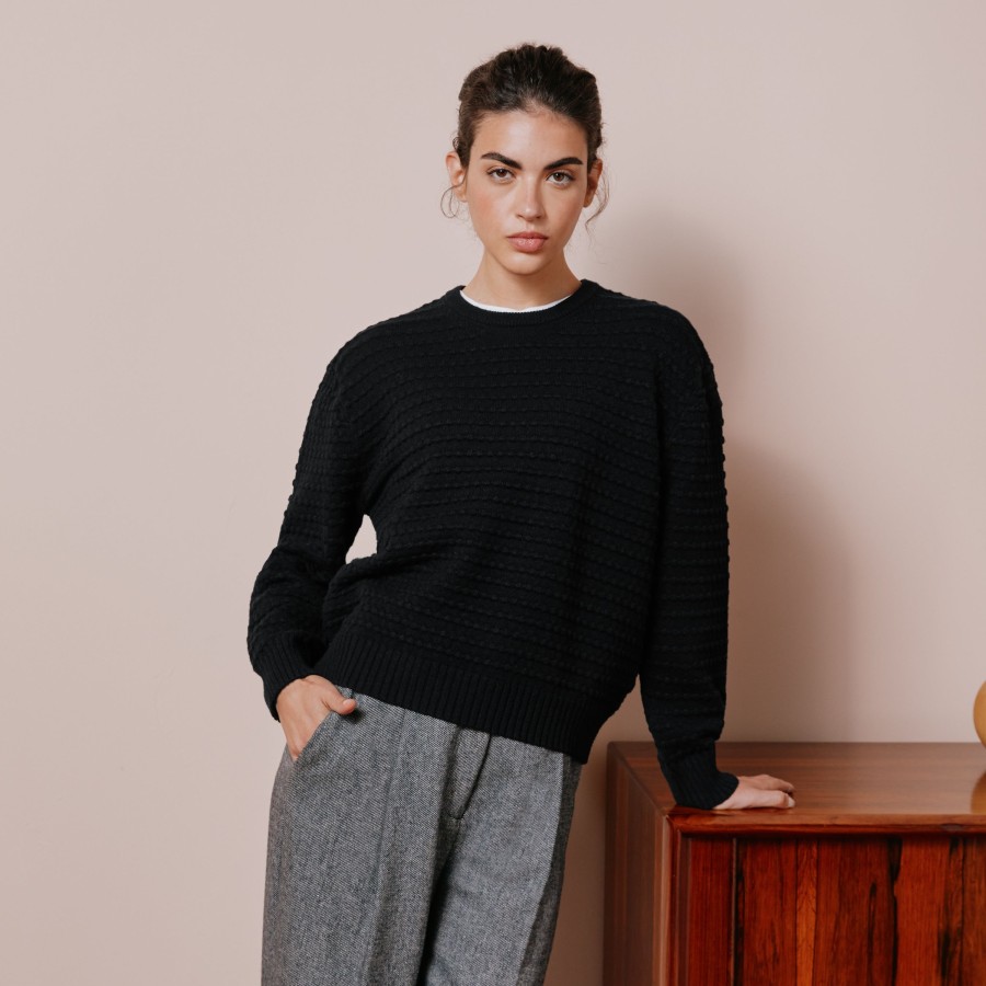 Knitwear Albaray | Black Textured Jumper