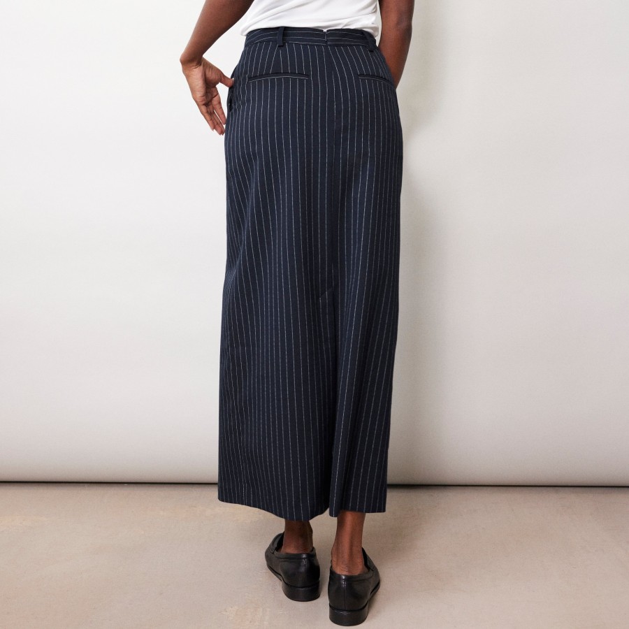 Tailoring Albaray | Navy Pinstripe Maxi Skirt