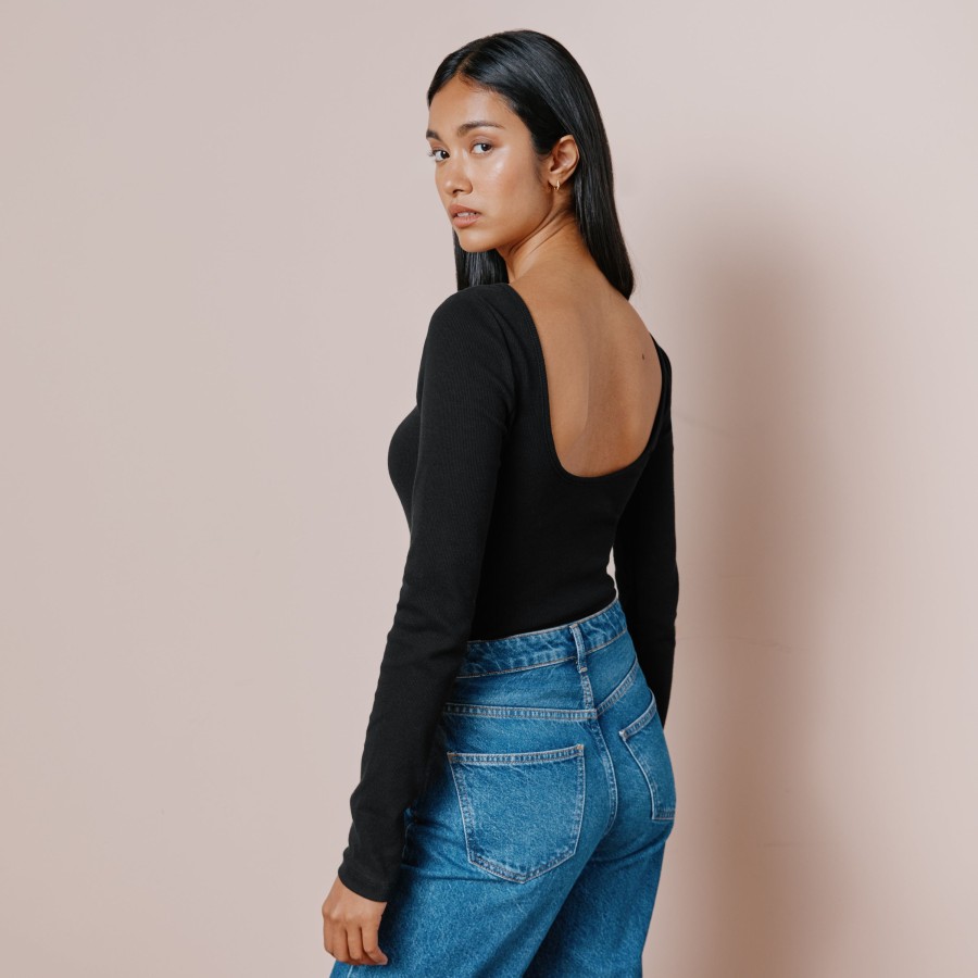 Tops & Blouses Albaray | Black Scoop Back Top