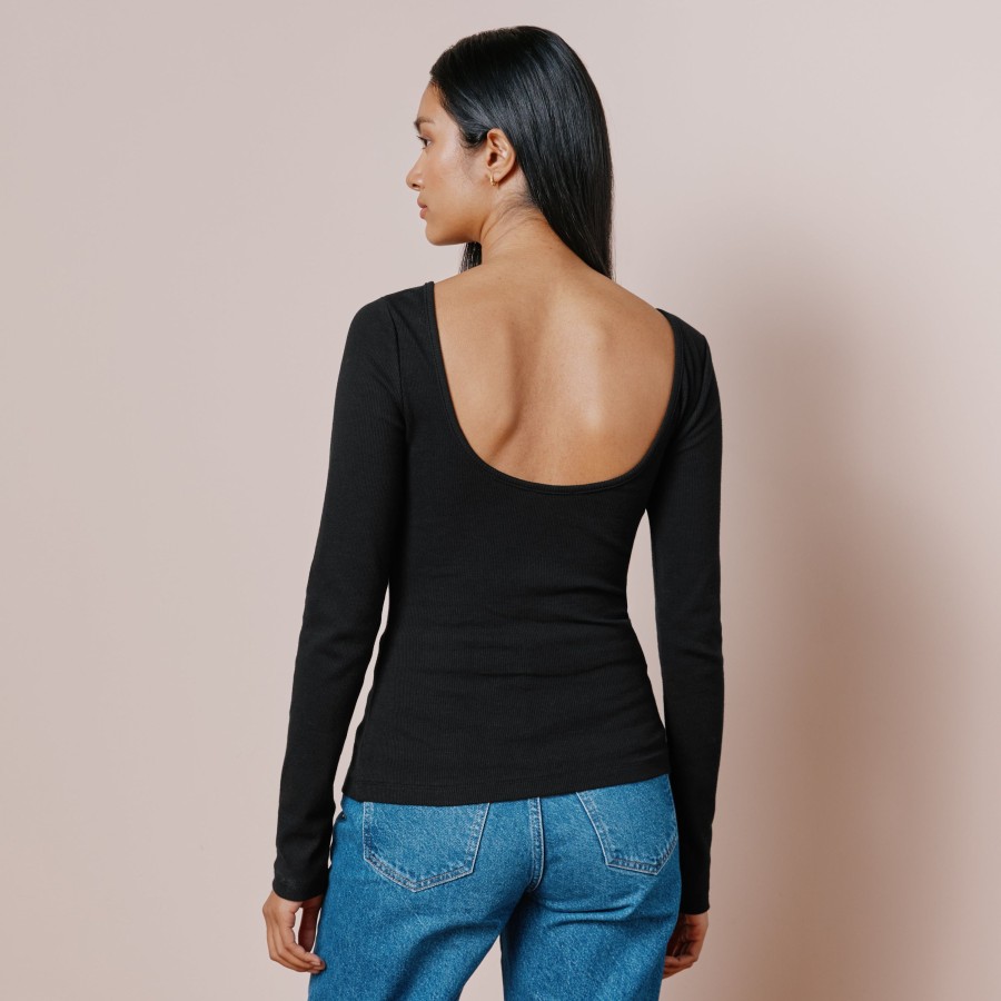 Tops & Blouses Albaray | Black Scoop Back Top