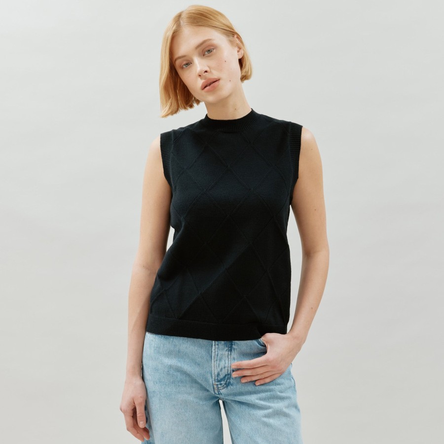 Knitwear Albaray | Black Diamond Pointelle Tank