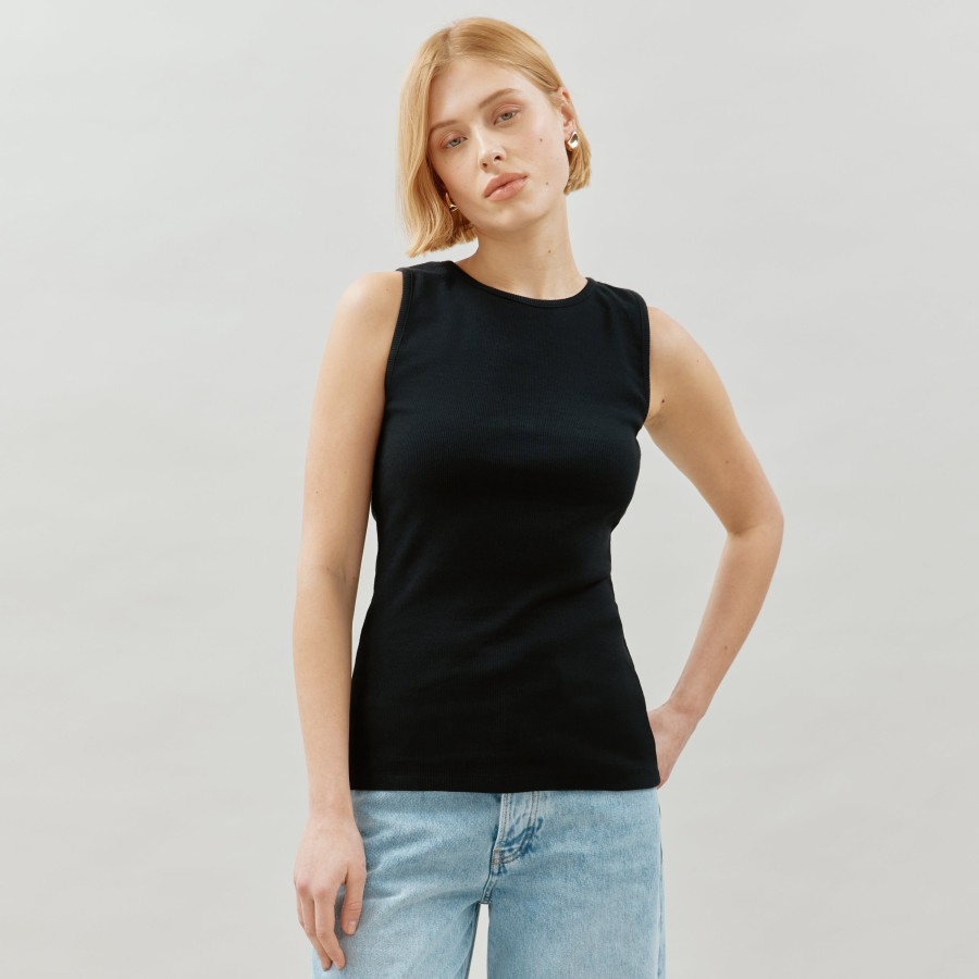 Tops & Blouses Albaray | Rib Racer Vest Black