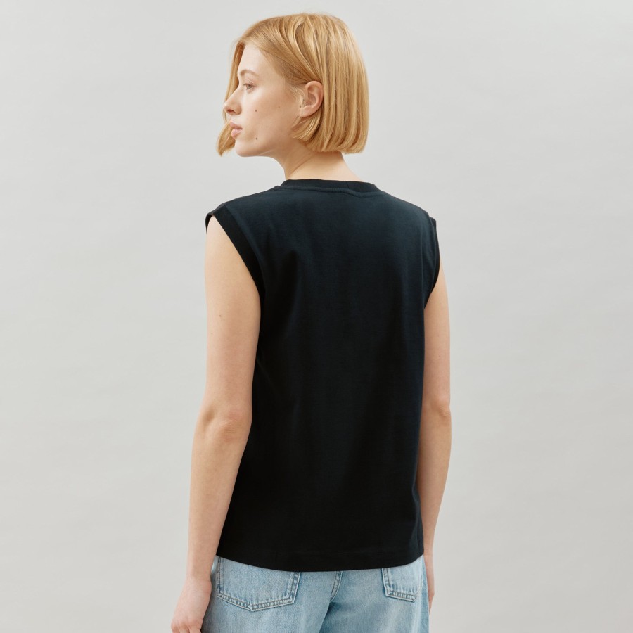 Tops & Blouses Albaray | Black Cotton Tank Top