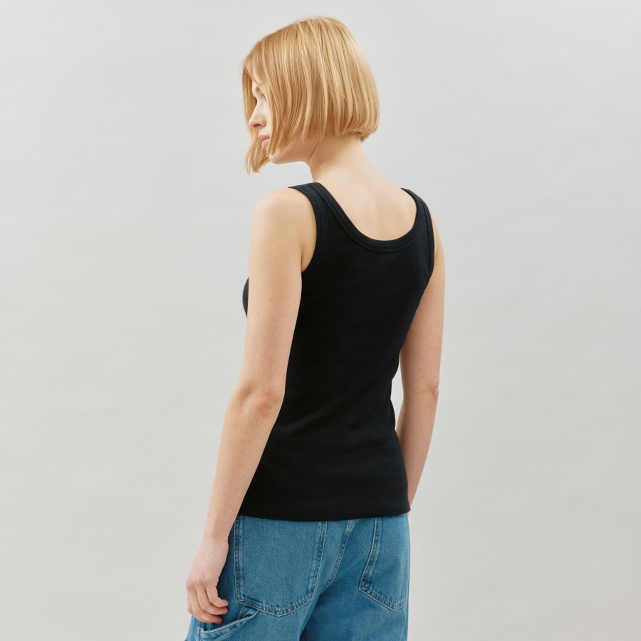 Tops & Blouses Albaray | Black Scoop Rib Vest