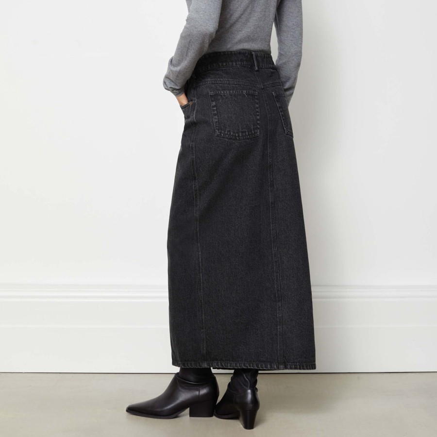 jean midi skirt