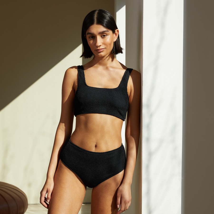 Swimwear Albaray | Black Crinkle Bikini Pants