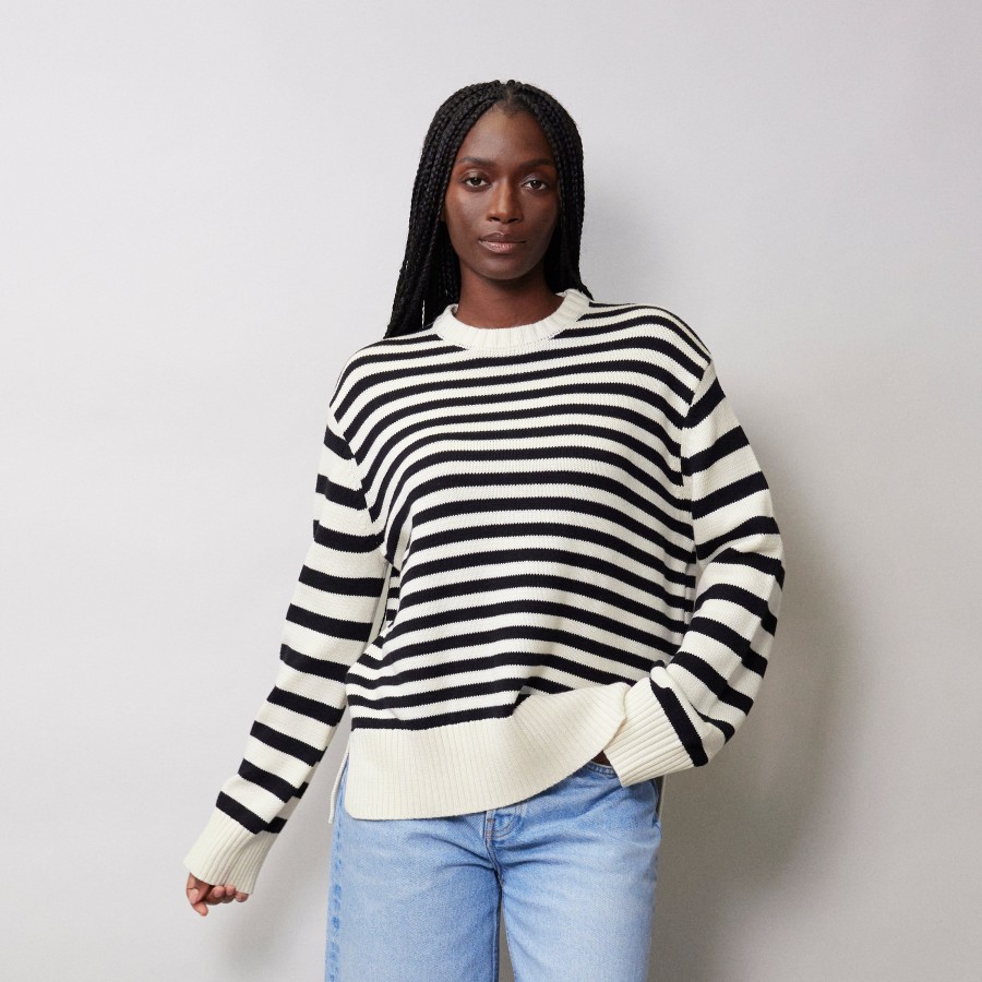 Knitwear Albaray | Stripe Cotton Crew Neck Jumper