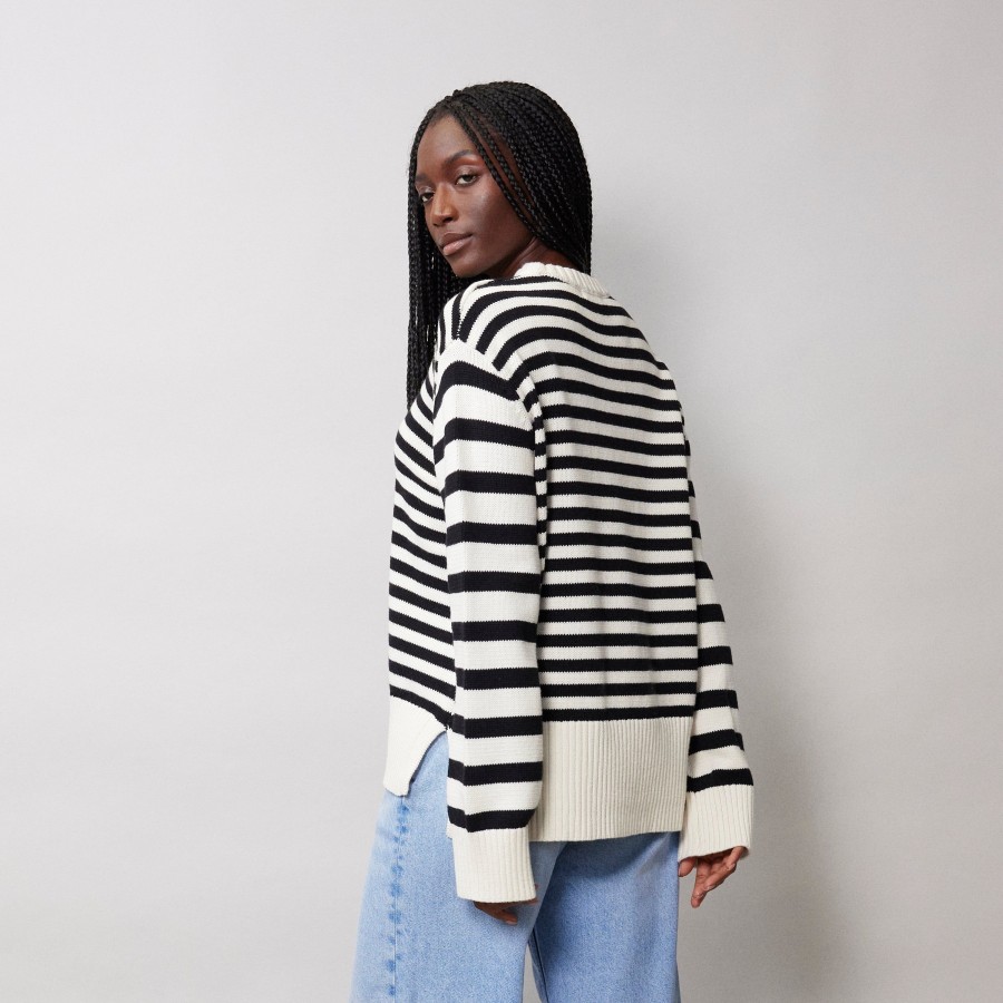 Knitwear Albaray | Stripe Cotton Crew Neck Jumper