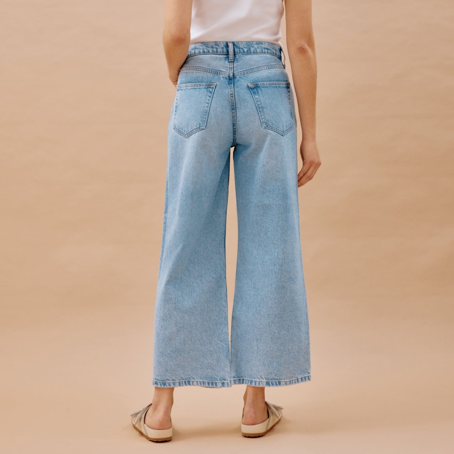 Denim Albaray | Light Wash Cropped Wide Leg Jean