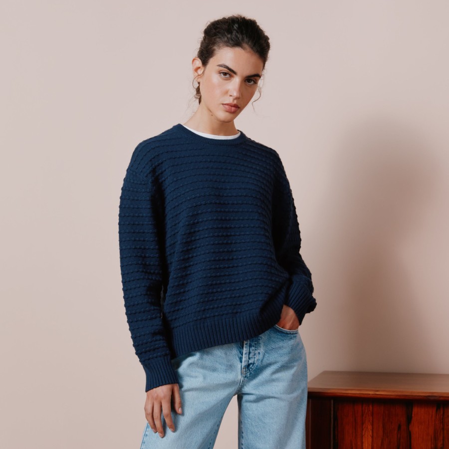 Knitwear Albaray | Navy Textured Jumper