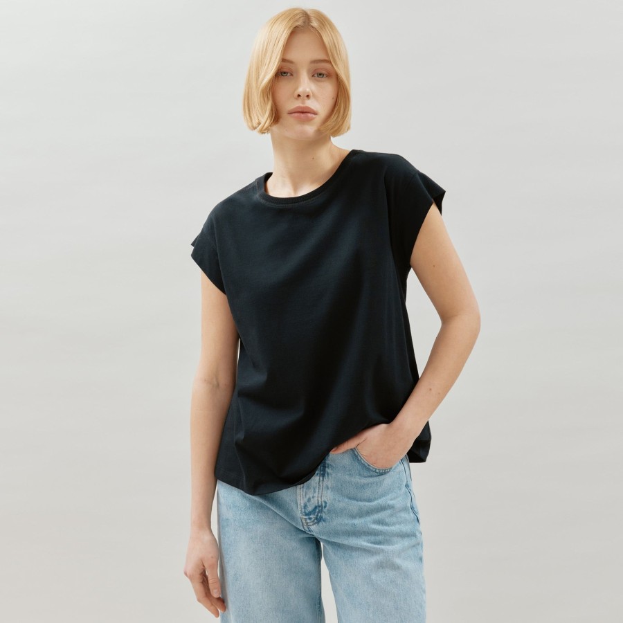 Tops & Blouses Albaray | Black Extended Shoulder Tee