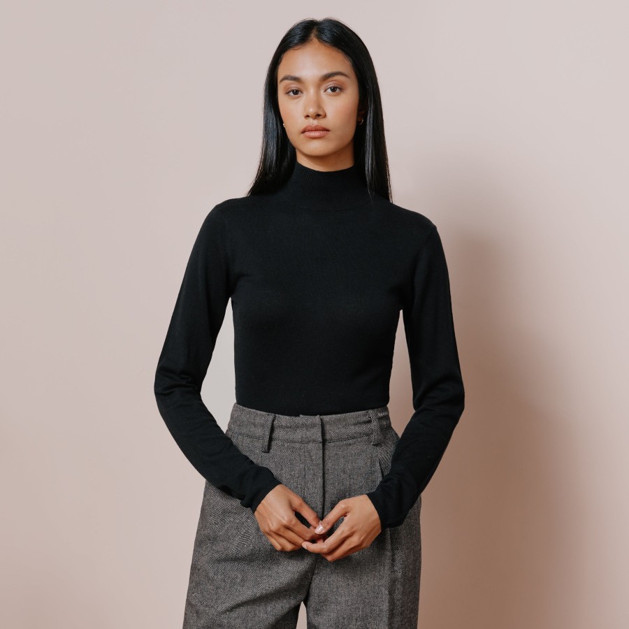 Knitwear Albaray | Silk Blend Turtle Neck Black