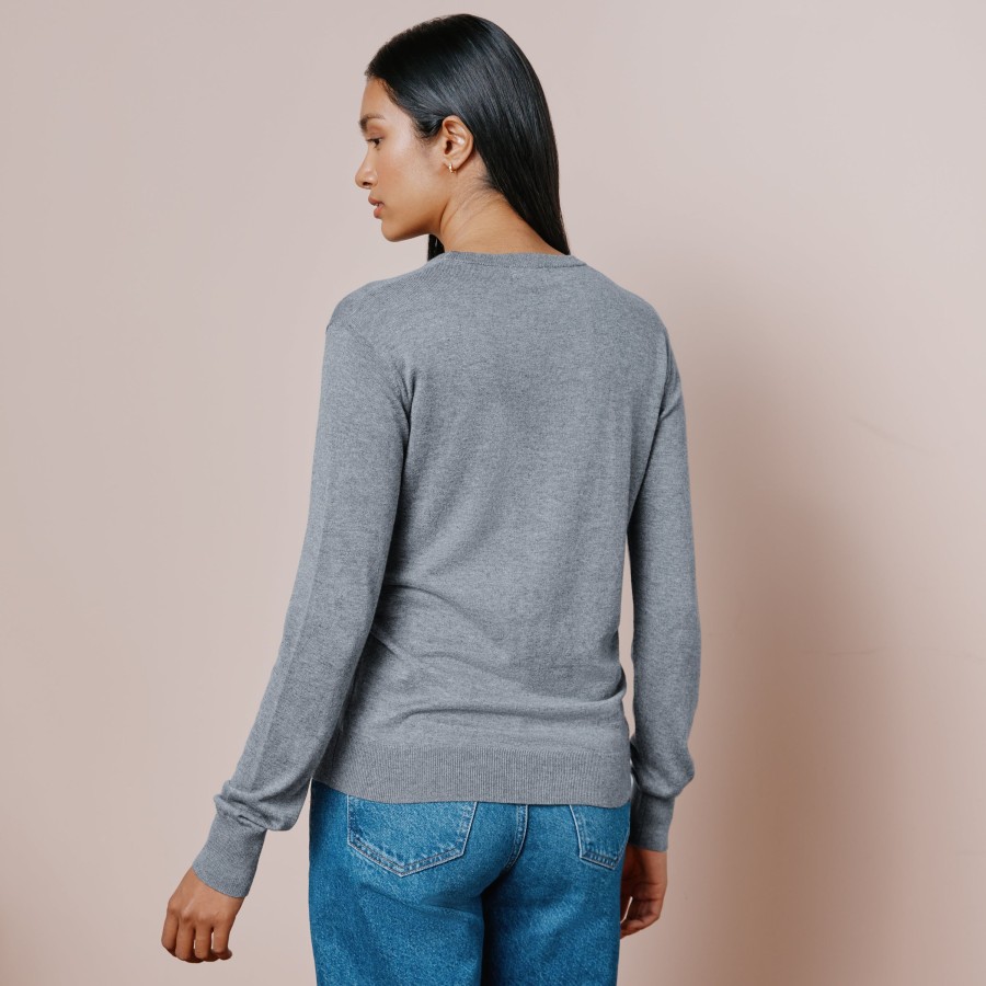 Knitwear Albaray | Silk Blend Classic Crew Grey