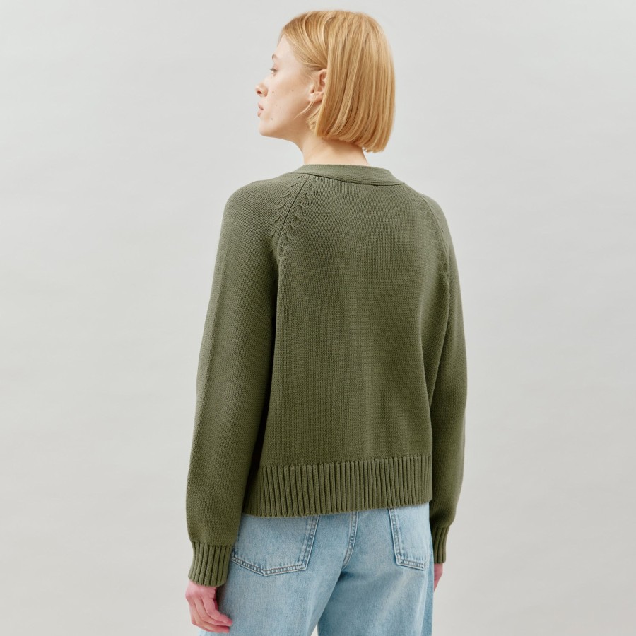 Tops & Blouses Albaray | Olive Relaxed Cotton Cardigan