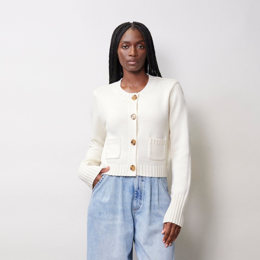 Knitwear Albaray | Cream Cropped Cardigan