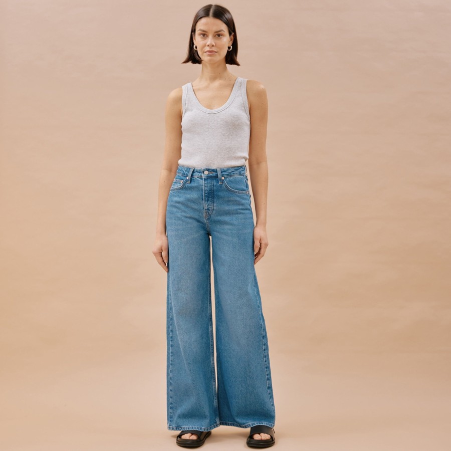 Denim Albaray | Dark Wash Full Length Wide Leg Jeans