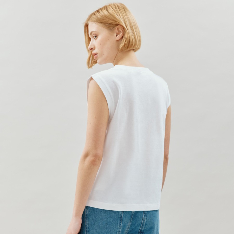 Tops & Blouses Albaray | White Cotton Tank Top