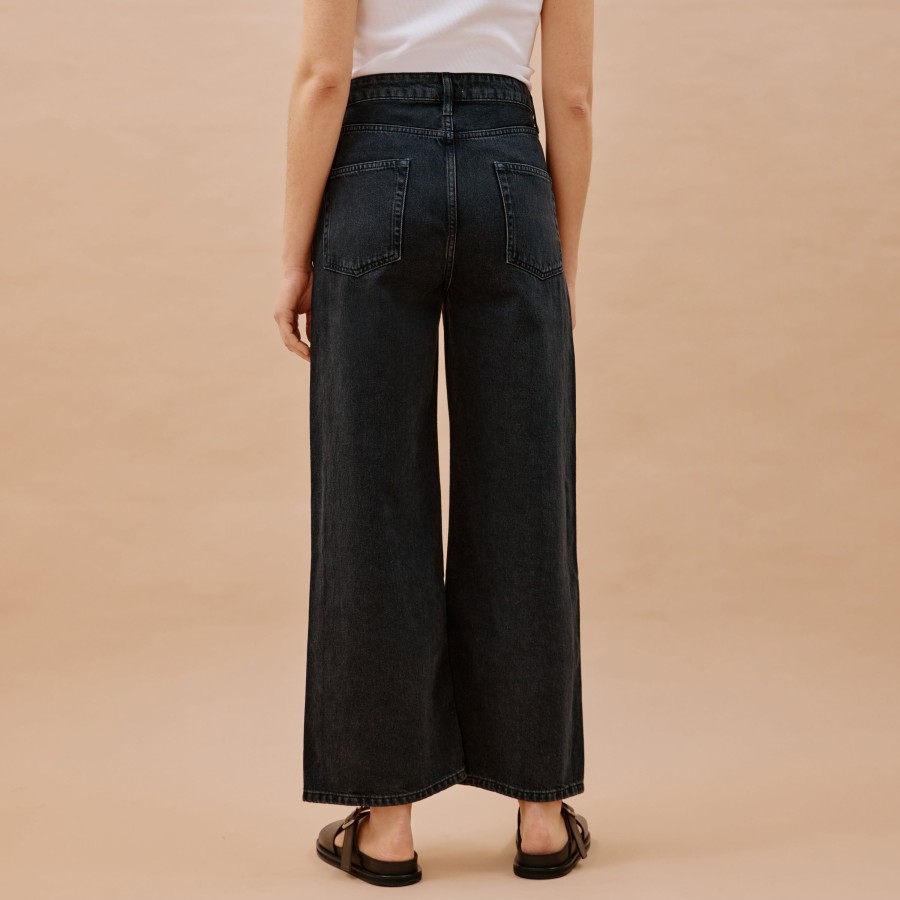 Denim Albaray | Black Wide Leg Crop Jeans