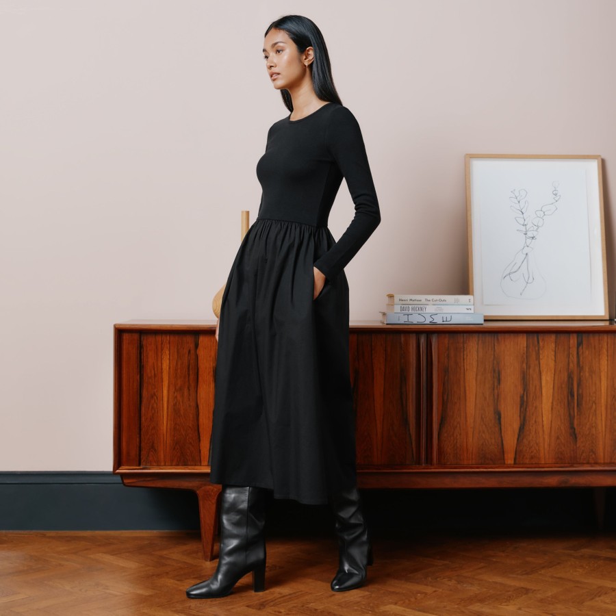 Dresses Albaray | Long Sleeved Woven Mix Dress