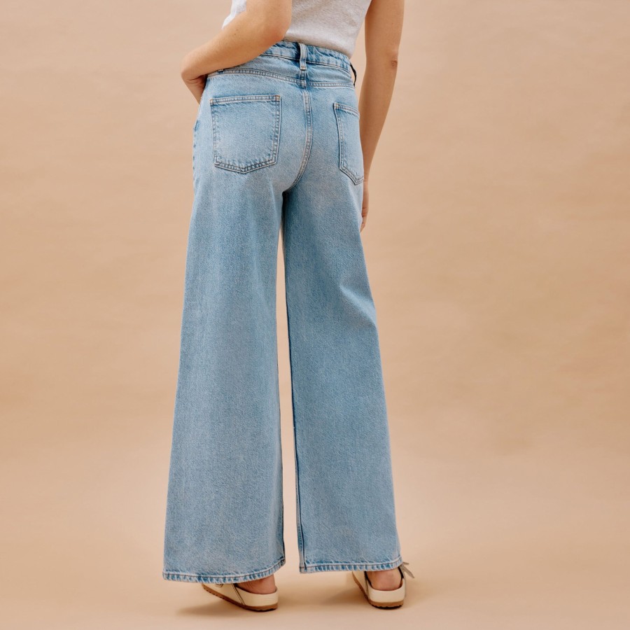 Denim Albaray | Vintage Wash Full Length Wide Leg Jean