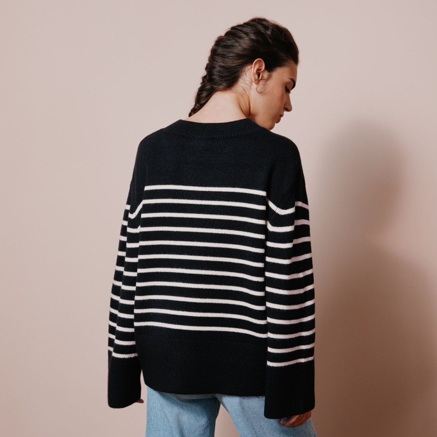 Knitwear Albaray | Stripe V Neck Jumper